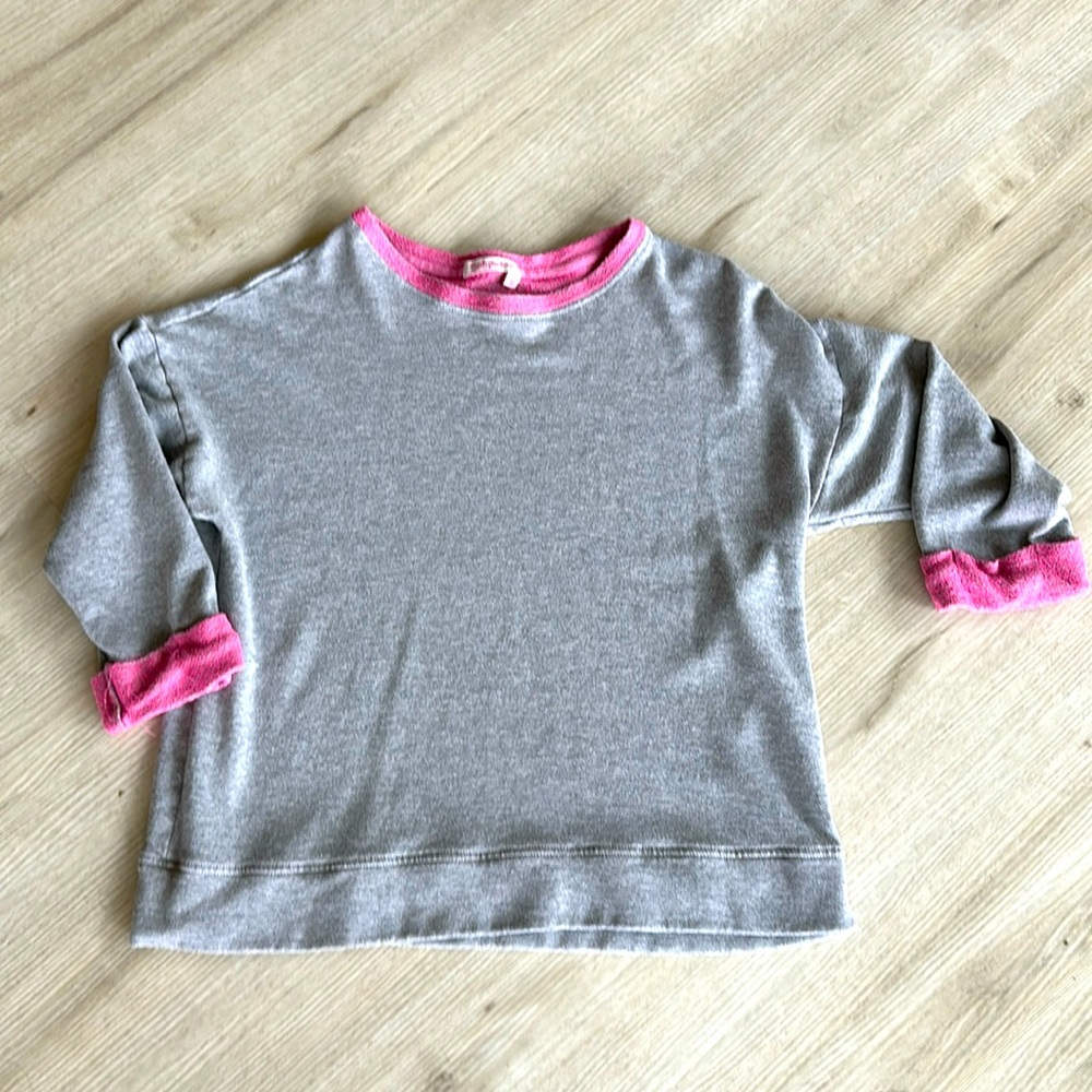 FRESH PRODUCE GREY N PINK CAPPED SLEEVED SWEATSHIRT